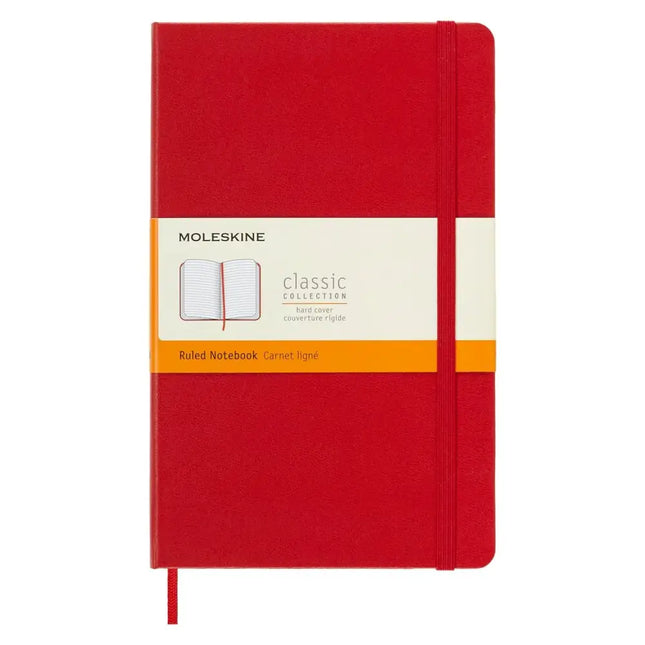 Moleskine Classic Hard Cover Ruled Notebook | Size - 5’’x8.25’’ | Colour - Red - Notebooks