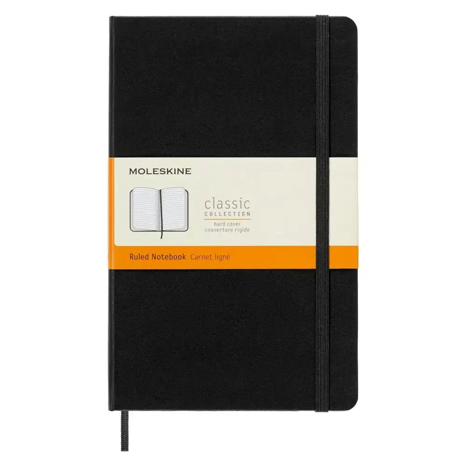 Moleskine Classic Hard Cover Ruled Notebook | Size - 5’’x8.25’’ | Colour - Black - Notebooks