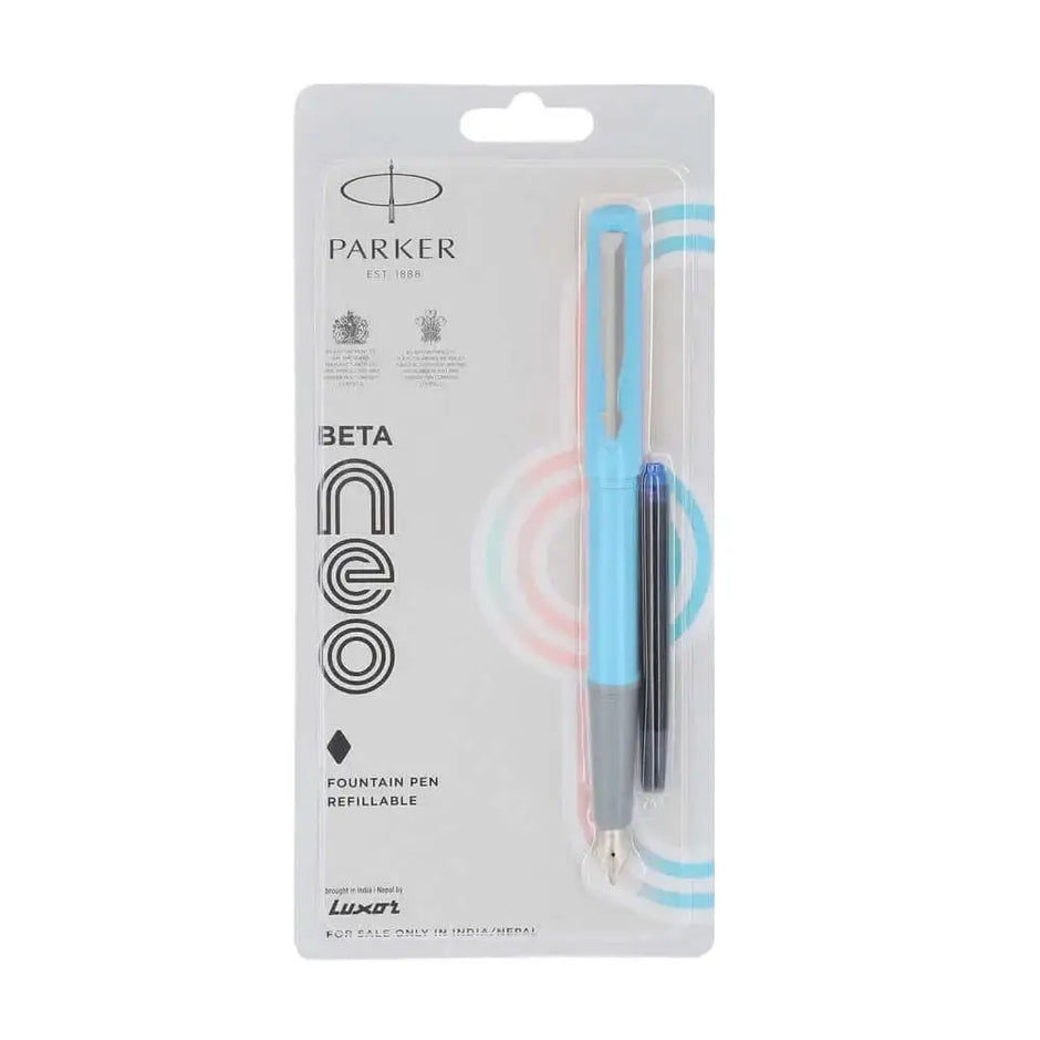 Parker Beta Neo Fountain Pen with Quink Cartridge - Light Blue - Fountain Pen