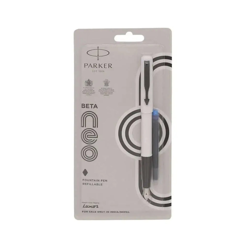Parker Beta Neo Fountain Pen with Quink Cartridge - White - Fountain Pen