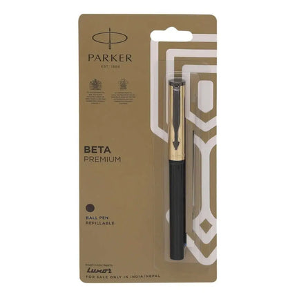 Parker Beta Premium Ball Pen | Coated Clip | Ink Colour - Blue - Gold - Ball Pens