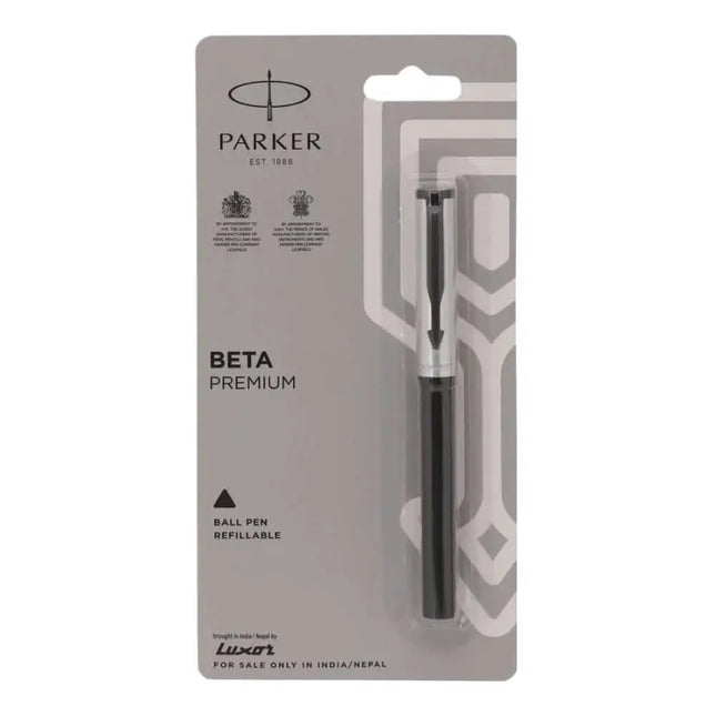 Parker Beta Premium Ball Pen | Coated Clip | Ink Colour - Blue - Silver - Ball Pens