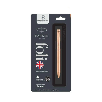 Parker Folio Ball Pen | Ink Colour - Blue - Rose / Rose Gold Trim - Ball Pens