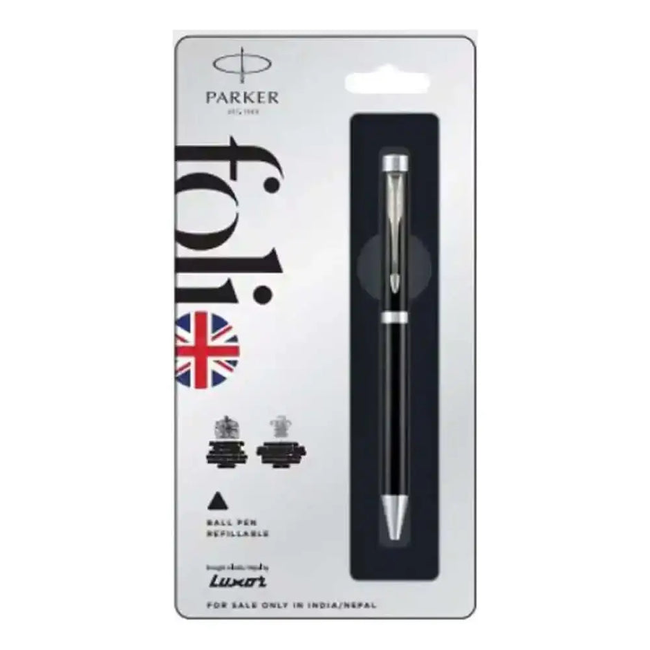 Parker Folio Standard Chrome Trim Ball Pen | Ink Colour - Blue - Ball Pens