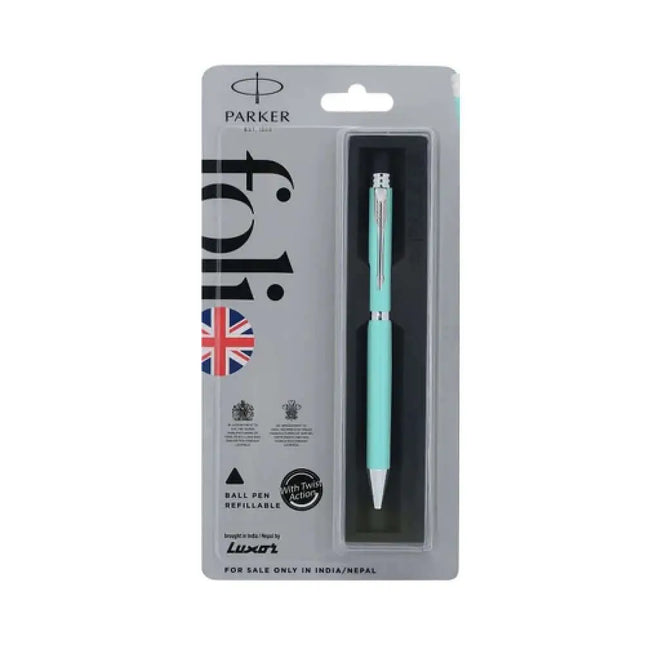 Parker Folio Standard Chrome Trim Ball Pen | Ink Colour - Blue - Ball Pens