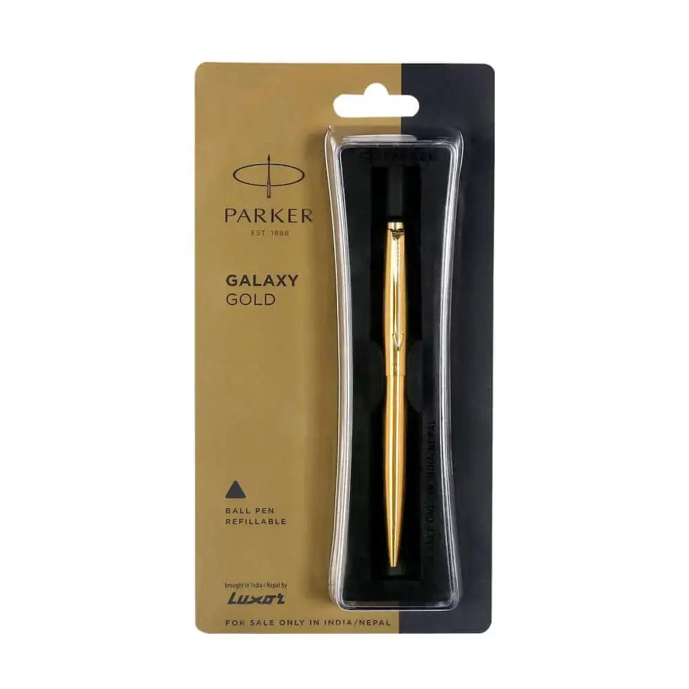 Parker Galaxy Gold Trim Ball Pen | Ink Colour - Blue - Gold - Ball Pens