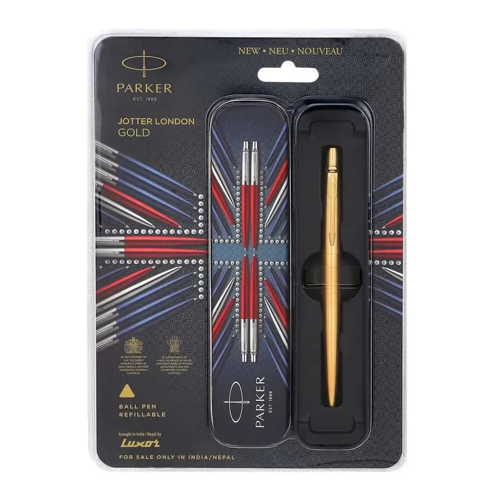 Parker Jotter Ball Pen | Ink Colour - Blue - Gold / Gold Trim - Ball Pens