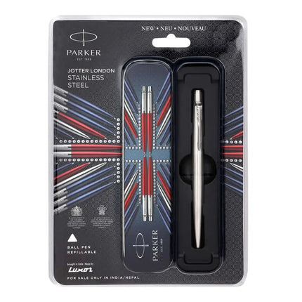 Parker Jotter Ball Pen | Ink Colour - Blue - Stainless Steel / Chrome Trim - Ball Pens