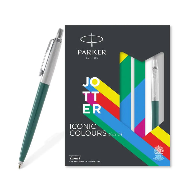 Parker Jotter Standard Ball Pen with A5 Notebook Set - Green - Gift Set