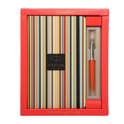 Parker Jotter Standard Ball Pen with A5 Pinstrip Diary Set - Orange - Gift Set