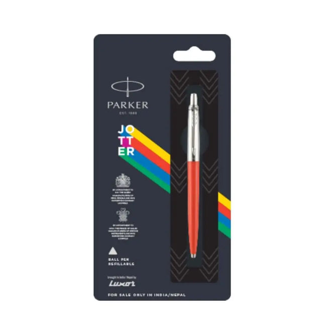 Parker Jotter Standard Chrome Trim Ball Pen | Ink Colour - Blue - Orange - Ball Pens