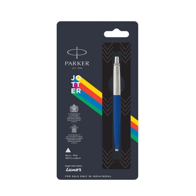 Parker Jotter Standard Chrome Trim Ball Pen | Ink Colour - Blue - Blue - Ball Pens