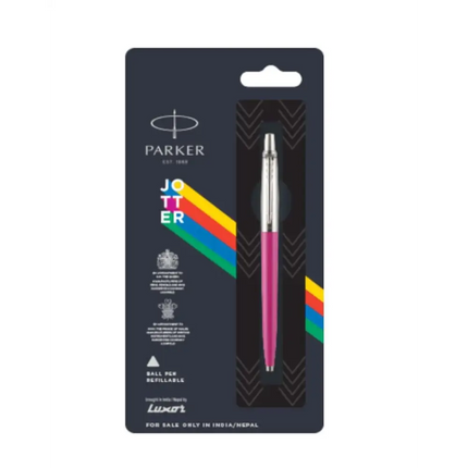 Parker Jotter Standard Chrome Trim Ball Pen | Ink Colour - Blue - Pink - Ball Pens