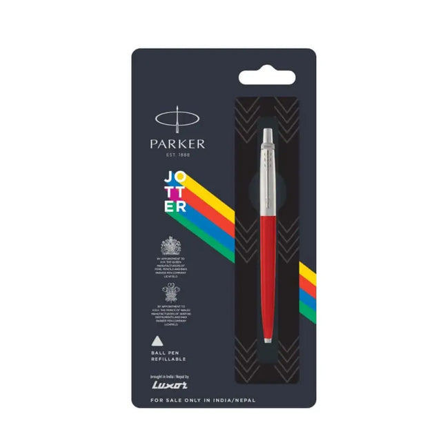 Parker Jotter Standard Chrome Trim Ball Pen | Ink Colour - Blue - Red - Ball Pens