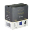 Parker Quink Ink Bottle packaging, featuring black ink and 30ml capacity for fountain pens.