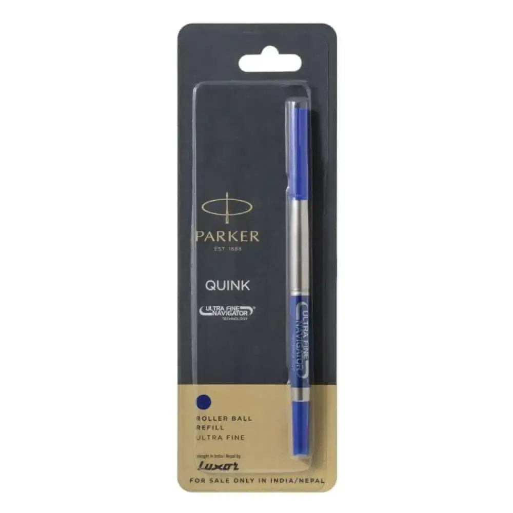 Parker Ultra Fine Navigator Roller Ball Refill in packaging with blue ink, perfect for precise writing.