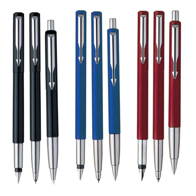 Parker Vector Standard Ball Pen Roller Ball Pen and Fountain Pen Set | Ink Colour - Blue - Gift Set