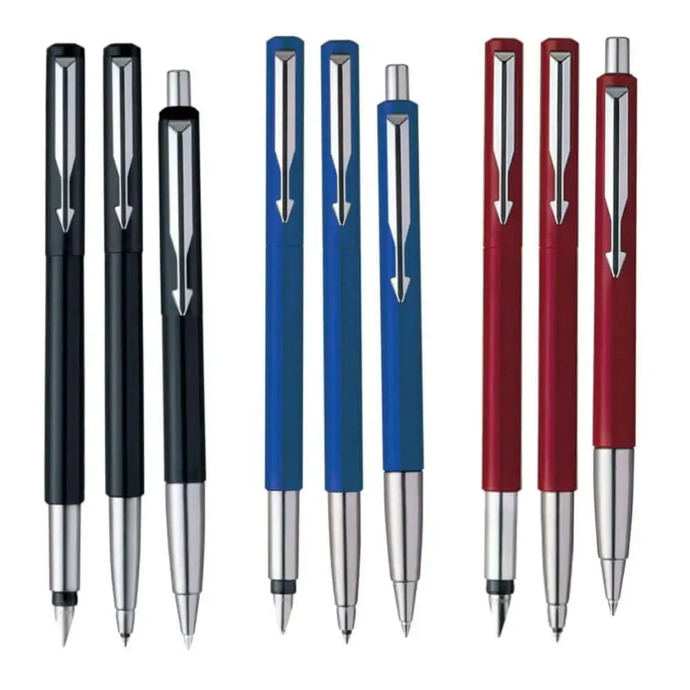 Parker Vector Standard Ball Pen Roller Ball Pen and Fountain Pen Set | Ink Colour - Blue - Gift Set