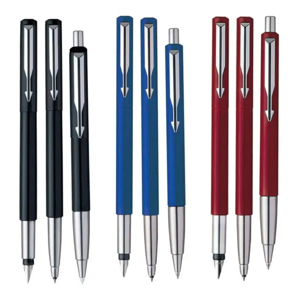 Parker Vector Standard Ball Pen Roller Ball Pen and Fountain Pen Set | Ink Colour - Blue - Gift Set