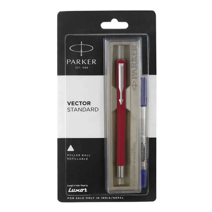Parker Vector Standard Roller Ball Pen | Ink Colour - Blue - Red / Chrome Trim - Roller Ball Pens