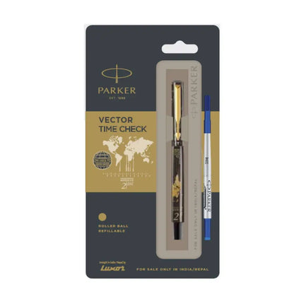 Parker Vector Timecheck GT Roller Ball Pen | Ink Colour - Blue - Black - Roller Ball Pens