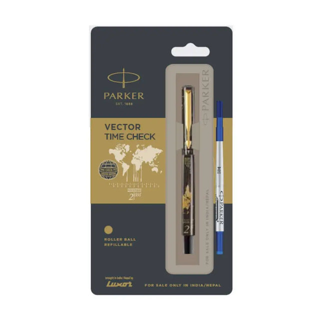 Parker Vector Timecheck GT Roller Ball Pen | Ink Colour - Blue - Black - Roller Ball Pens