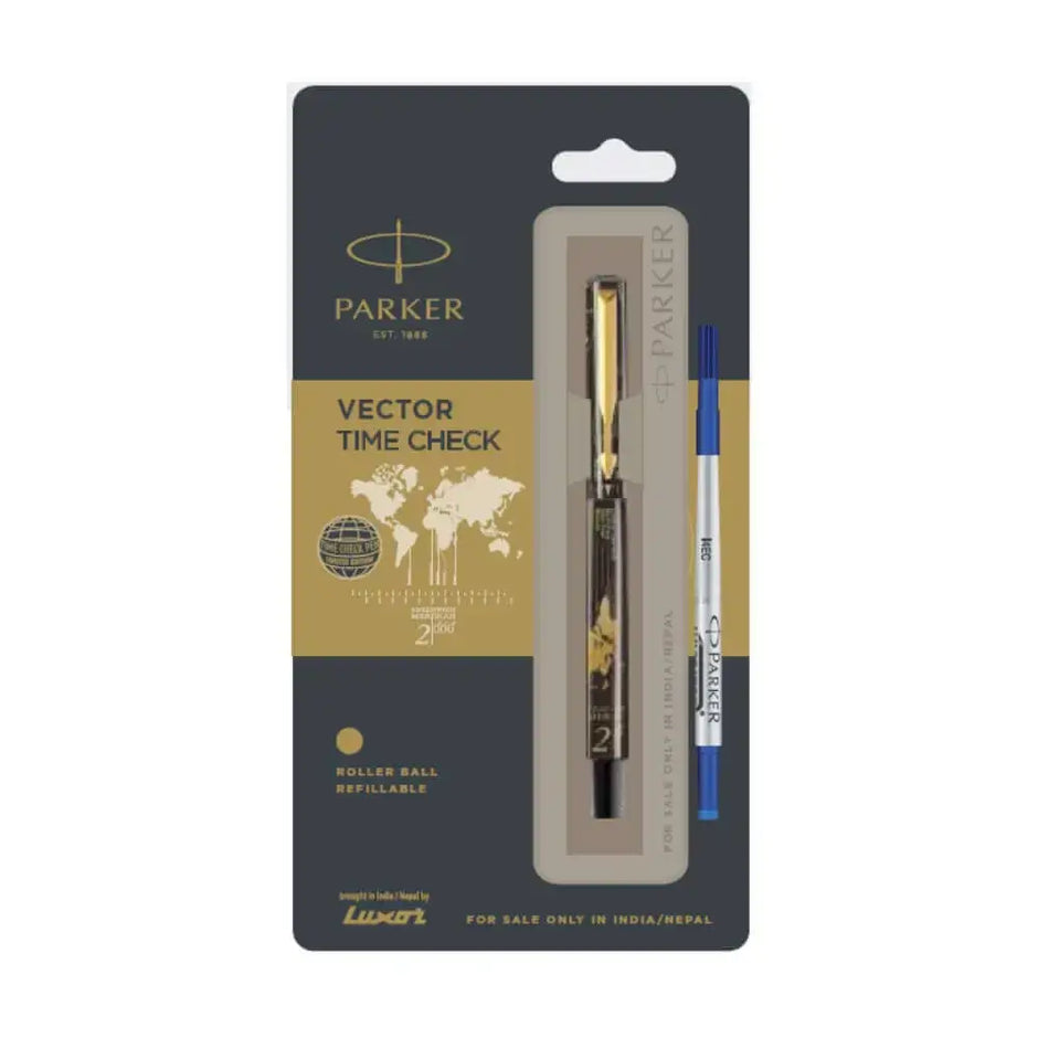 Parker Vector Timecheck GT Roller Ball Pen | Ink Colour - Blue - Black - Roller Ball Pens