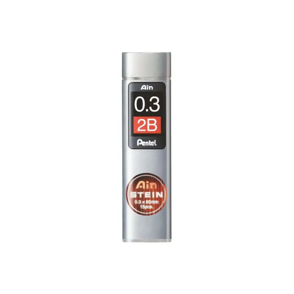 Pentel Ain Stein Leads for Mechanical Pencils - 0.3mm 2B lead in a compact swivel-top tube.