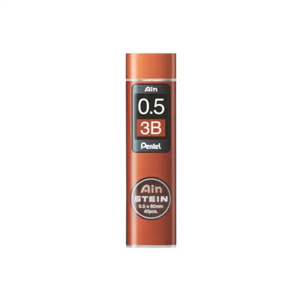 Pentel Ain Stein Leads for Mechanical Pencils in a compact swivel-top tube, featuring 0.5mm 3B lead.