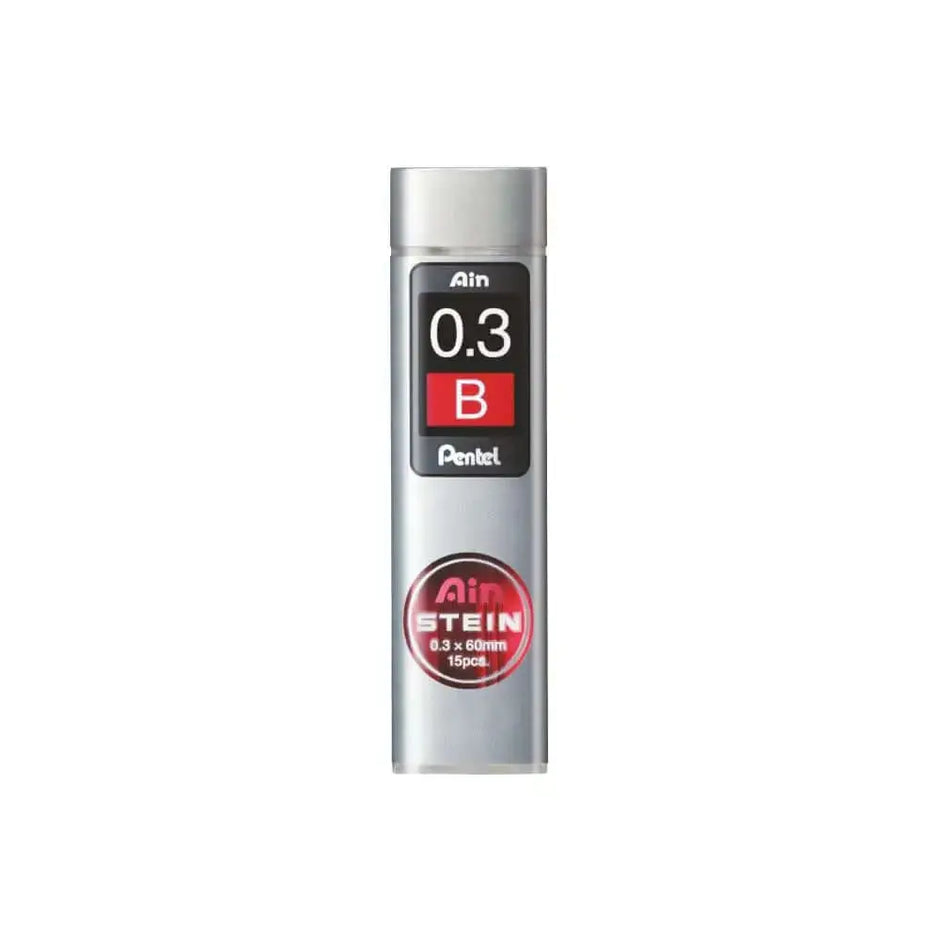 Pentel Ain Stein Leads for Mechanical Pencils in a compact swivel-top tube.