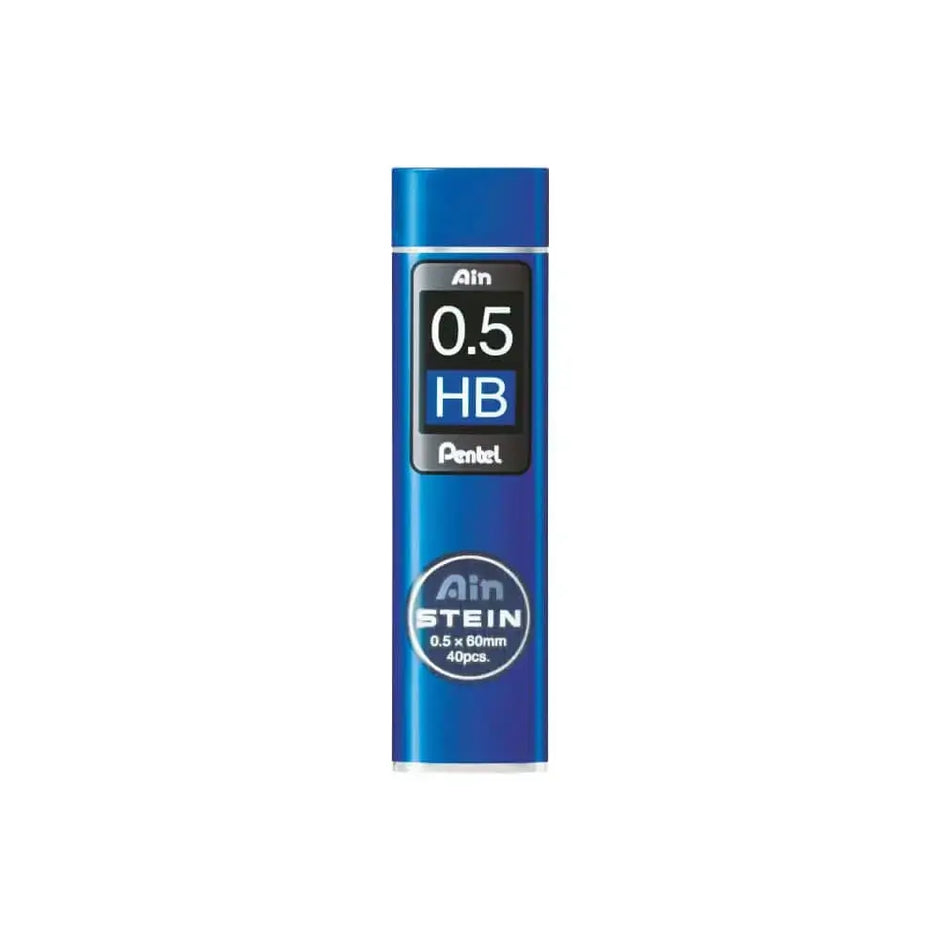 Pentel Ain Stein Leads for Mechanical Pencils in compact tube, 0.5mm HB, 40 pieces.