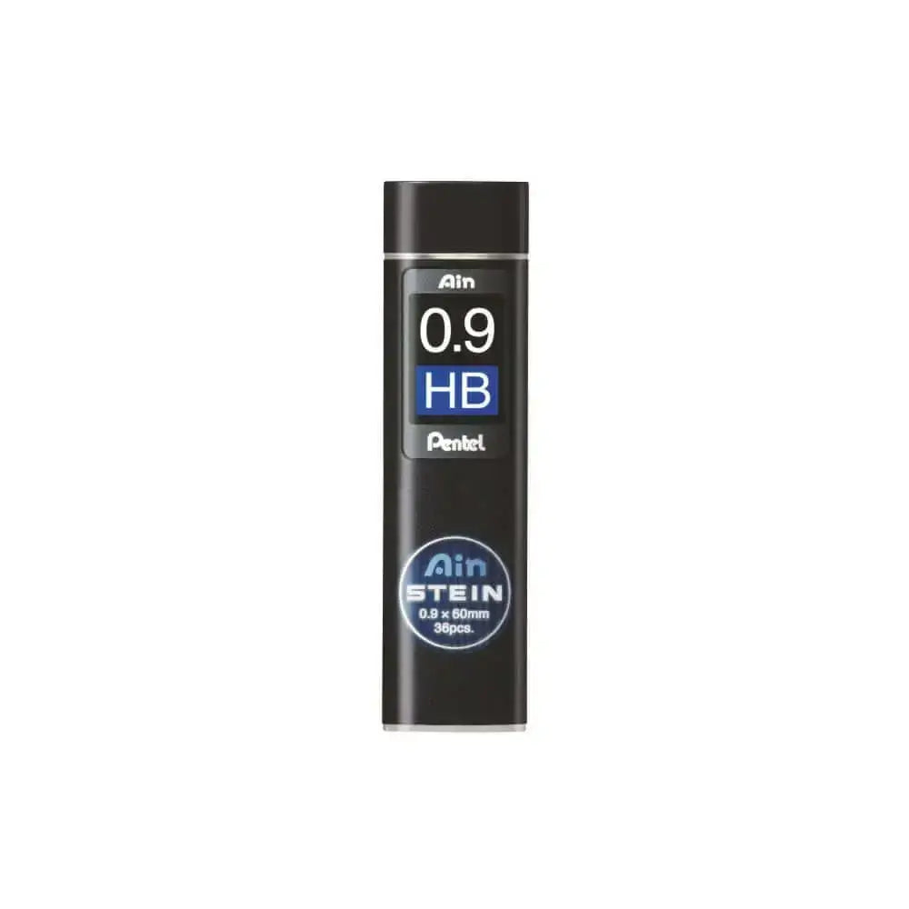 Pentel Ain Stein Leads for Mechanical Pencils in a compact swivel-top tube, 0.9 HB hardness.