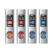 Pentel Ain Stein Leads for Mechanical Pencils in various hardness grades, including 2B, B, HB, and H.