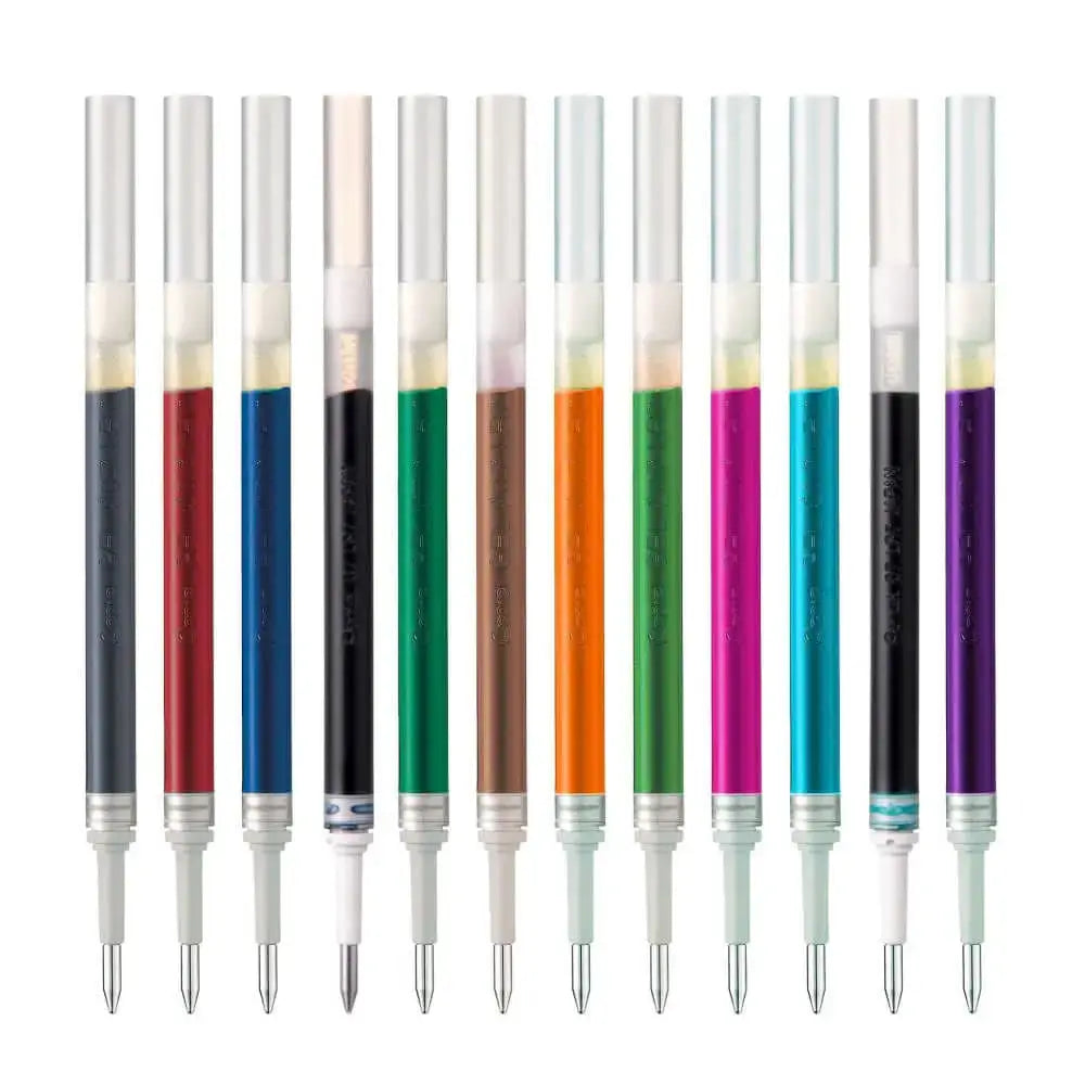 Pentel Energel Refill for Energel Pens in various colors arranged neatly.