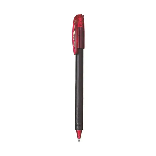 Pentel Energel Roller Gel Pen | Quick Dry Ink For Smudge-Free Writing in red and black design.