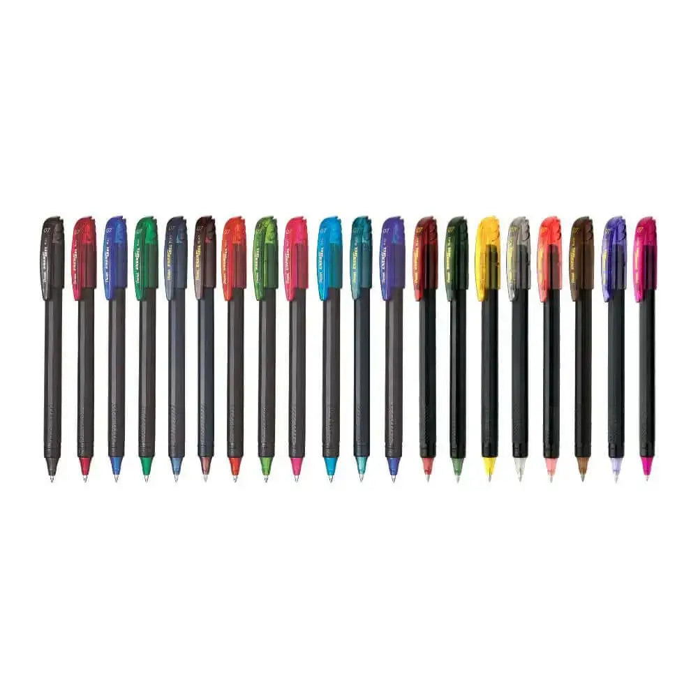 Pentel Energel Roller Gel Pen | Quick Dry Ink For Smudge-Free Writing in various ink colors arranged in a row.