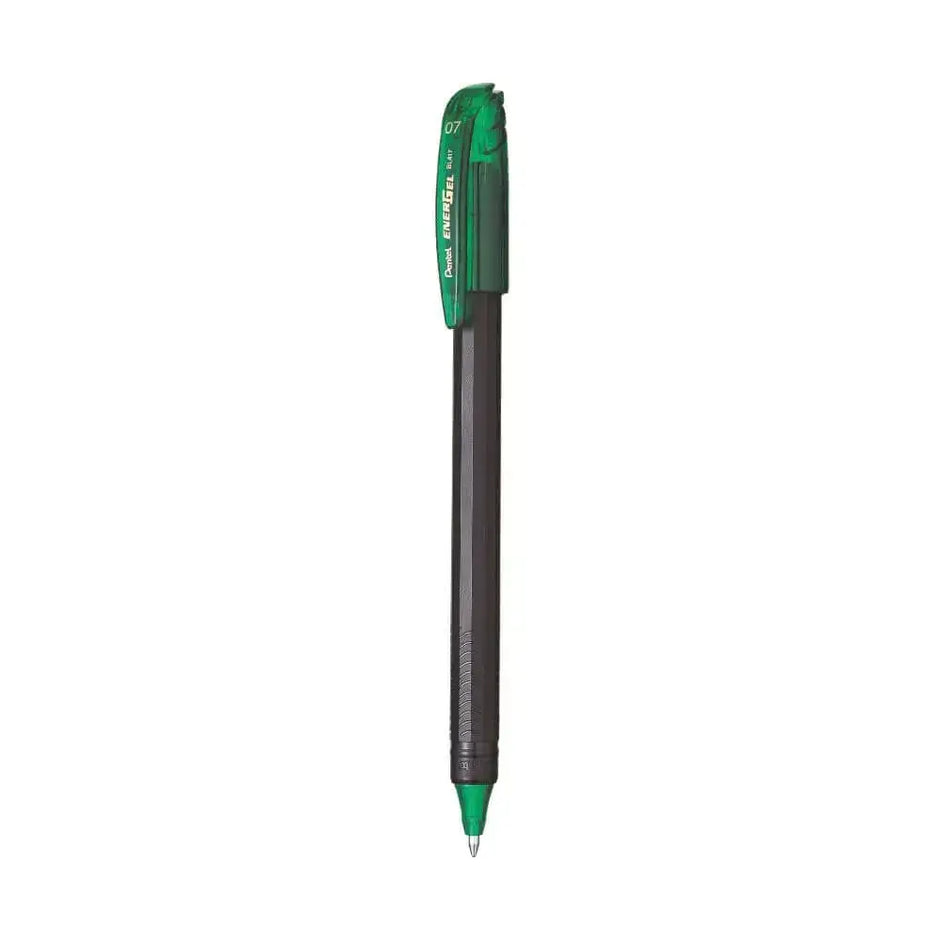 Pentel Energel Roller Gel Pen | Quick Dry Ink For Smudge-Free Writing in sleek black and green design.