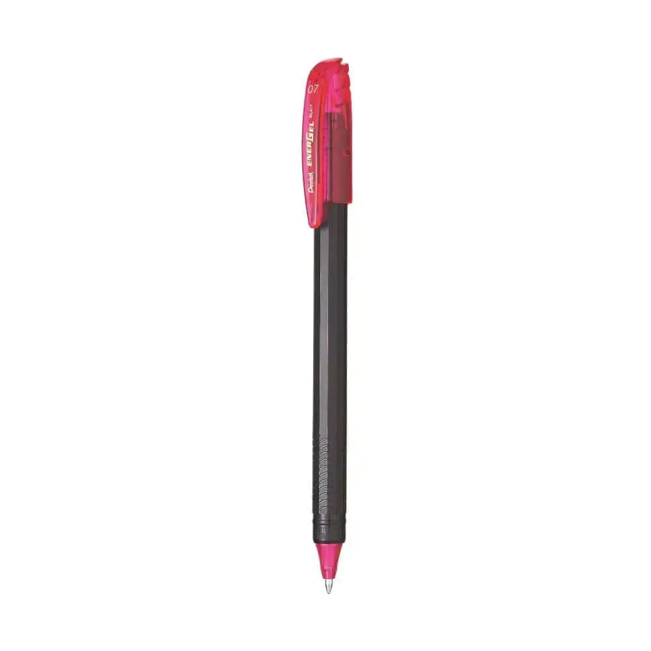Pentel Energel Roller Gel Pen | Quick Dry Ink For Smudge-Free Writing in vibrant pink and black design.