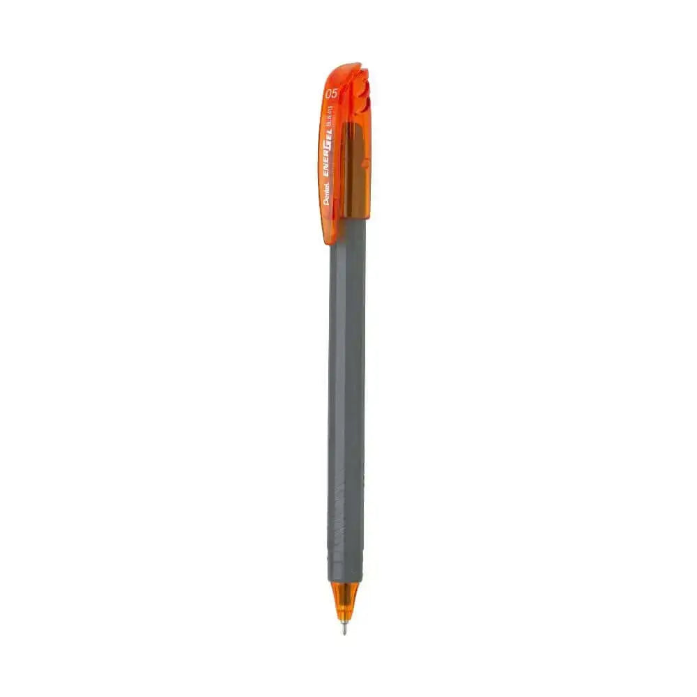Pentel Energel Roller Gel Pen | Quick Dry Ink For Smudge-Free Writing in sleek grey color with orange accents.