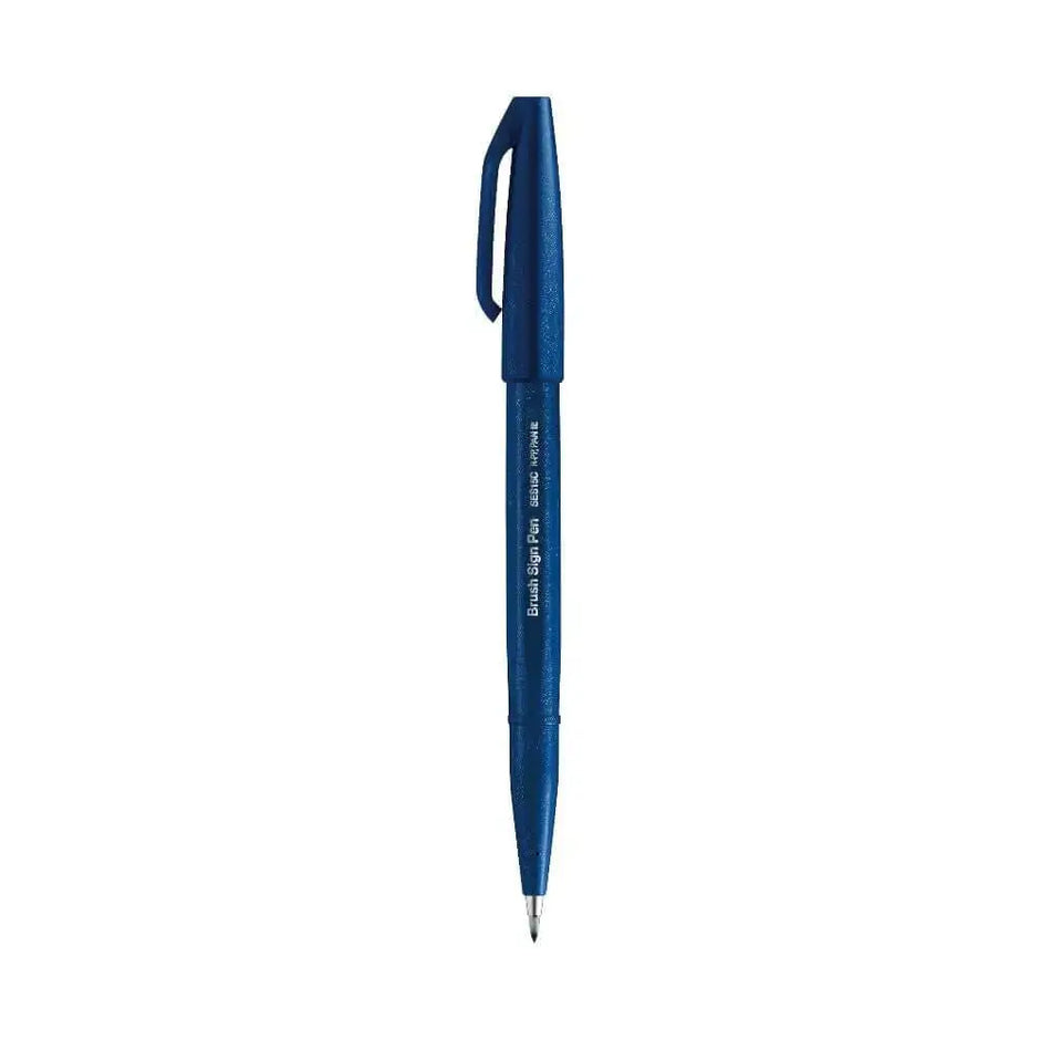 Pentel Flexible Tip Brush Sign Pen SES15C in blue with a sleek design for lettering and illustrations.
