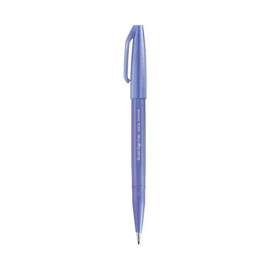 Pentel Flexible Tip Brush Sign Pen SES15C in vibrant purple color, ideal for illustrations and calligraphy.