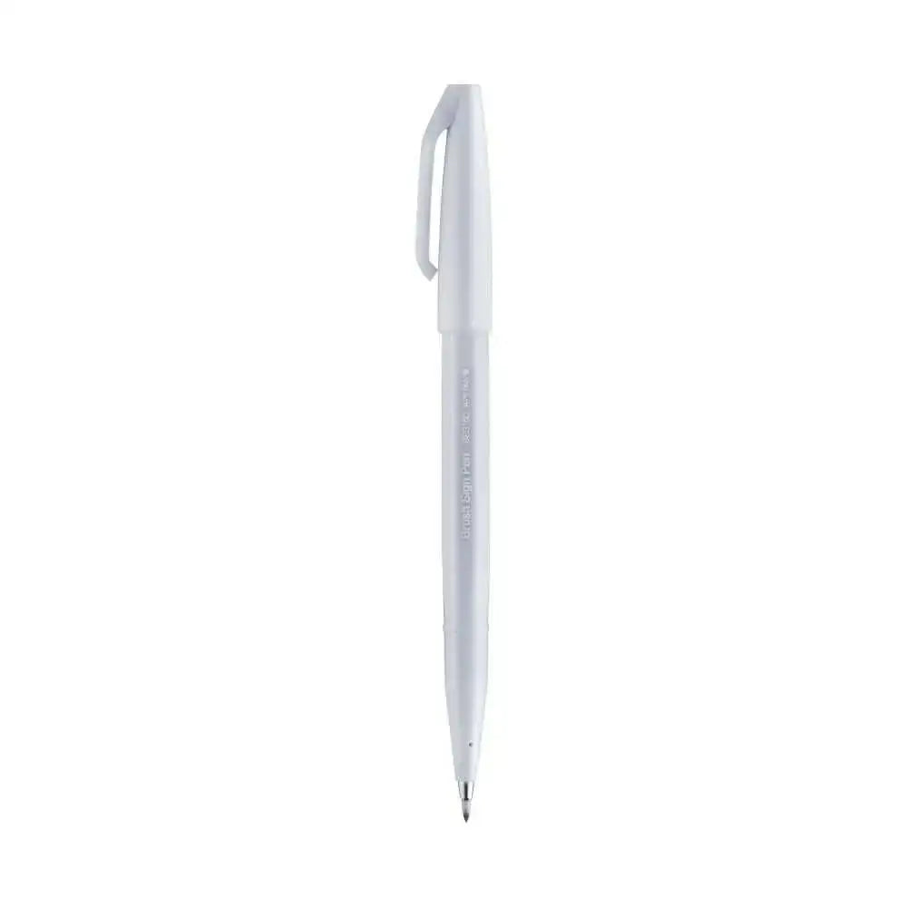Pentel Flexible Tip Brush Sign Pen SES15C in sleek white design for creative lettering and illustration.