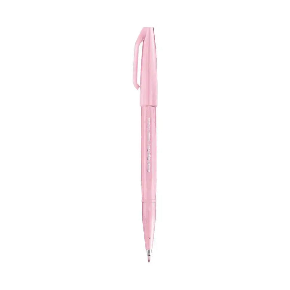 Pentel Flexible Tip Brush Sign Pen SES15C in pink color for vibrant illustrations and calligraphy.