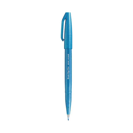 Pentel Flexible Tip Brush Sign Pen SES15C in vibrant blue color for creative lettering and illustration.
