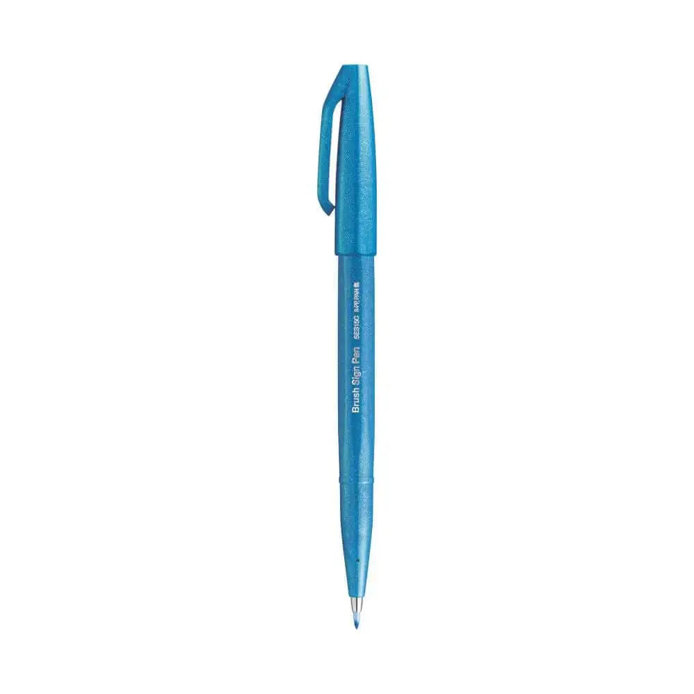 Pentel Flexible Tip Brush Sign Pen SES15C in vibrant blue color for creative lettering and illustration.