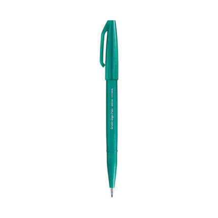 Pentel Flexible Tip Brush Sign Pen SES15C in vibrant green, perfect for illustrations and calligraphy.