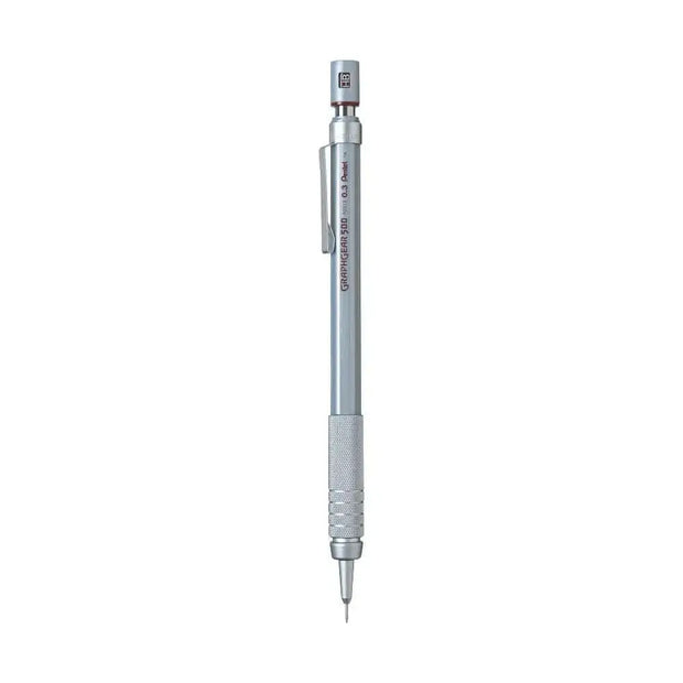 Pentel GraphGear 500 Mechanical Pencil featuring a metal grip and adjustable lead degree indicator.