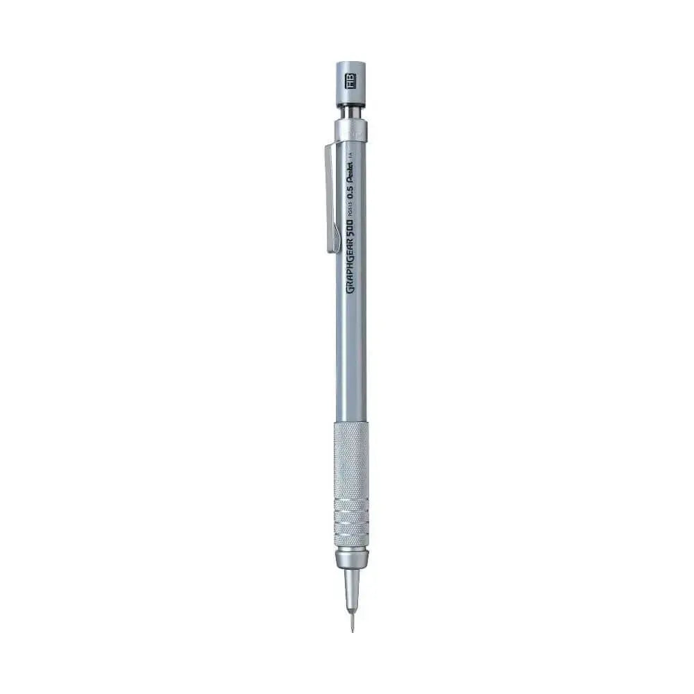 Pentel GraphGear 500 Mechanical Pencil with metal grip and clip for drafting and writing.