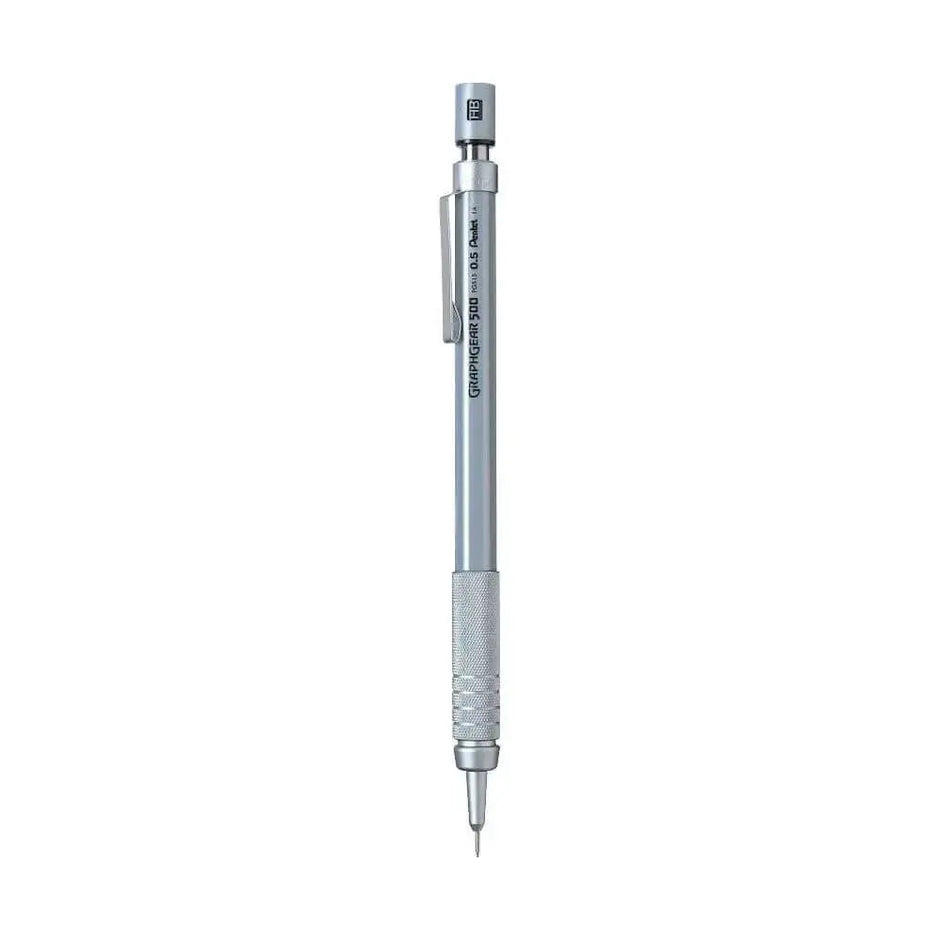 Pentel GraphGear 500 Mechanical Pencil with metal grip and clip for drafting and writing.