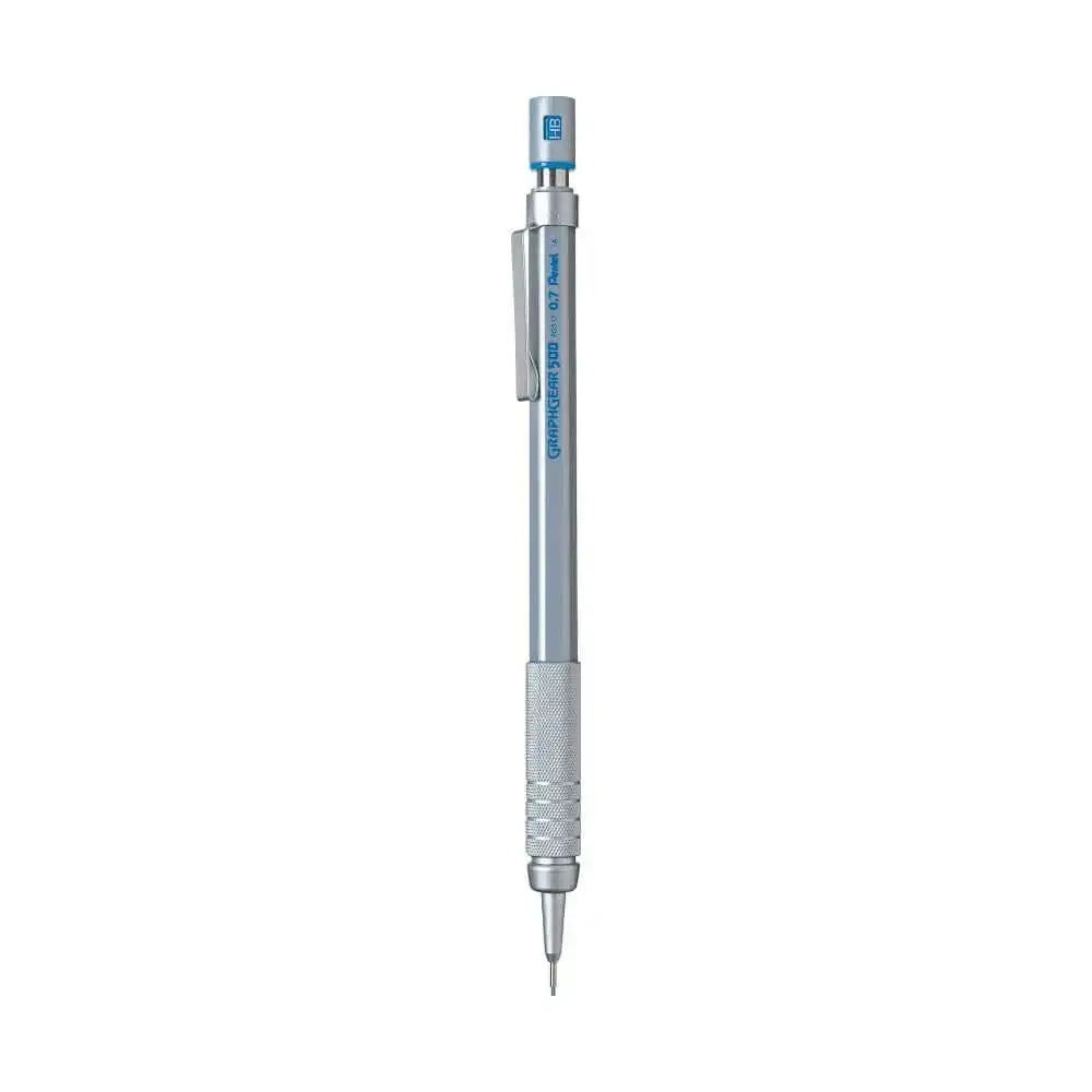 Pentel GraphGear 500 Mechanical Pencil with metal grip and adjustable lead degree indicator.